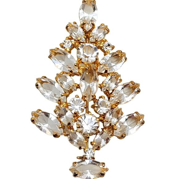 Eisenberg Ice Tree Brooch Clear Glass Stones Gold Tone Pin Pine Holiday Xmas - Picture 6 of 7